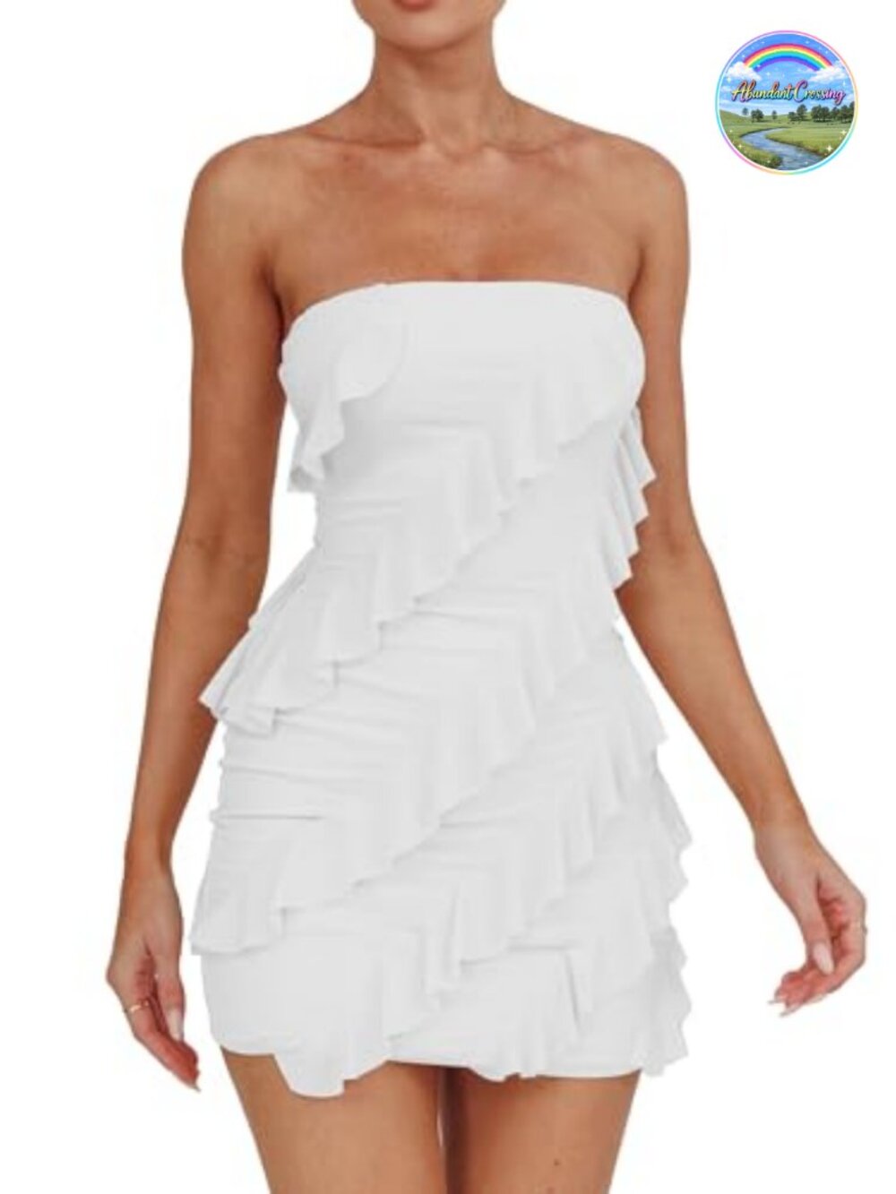 Sexy Strapless Tube Top Bodycon Sleeveless Ruffle Mini Party Dress